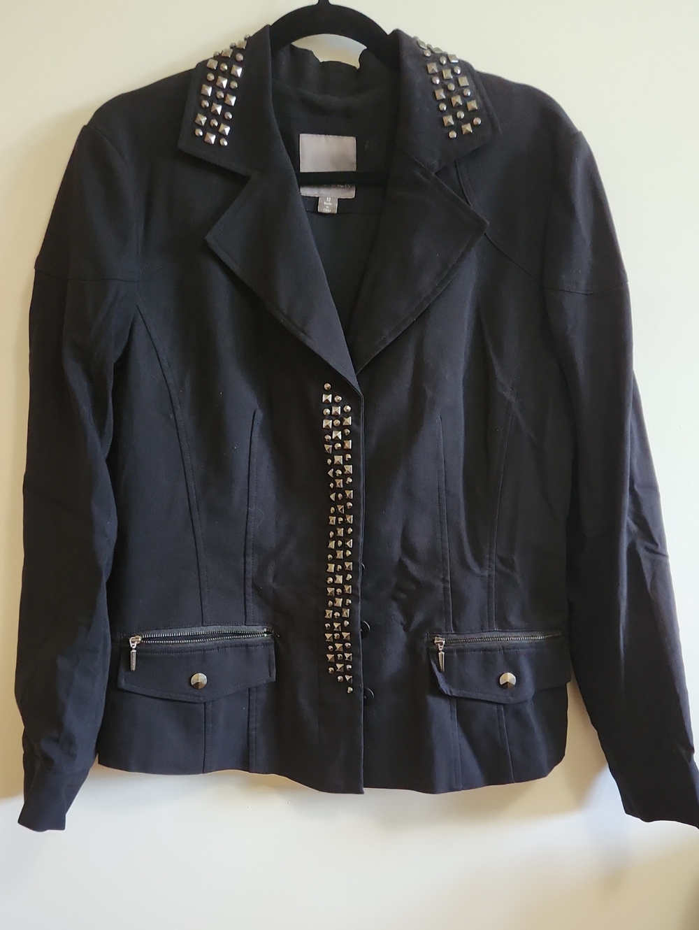 SPANNER Black Stud-Embellished Women's Blazer